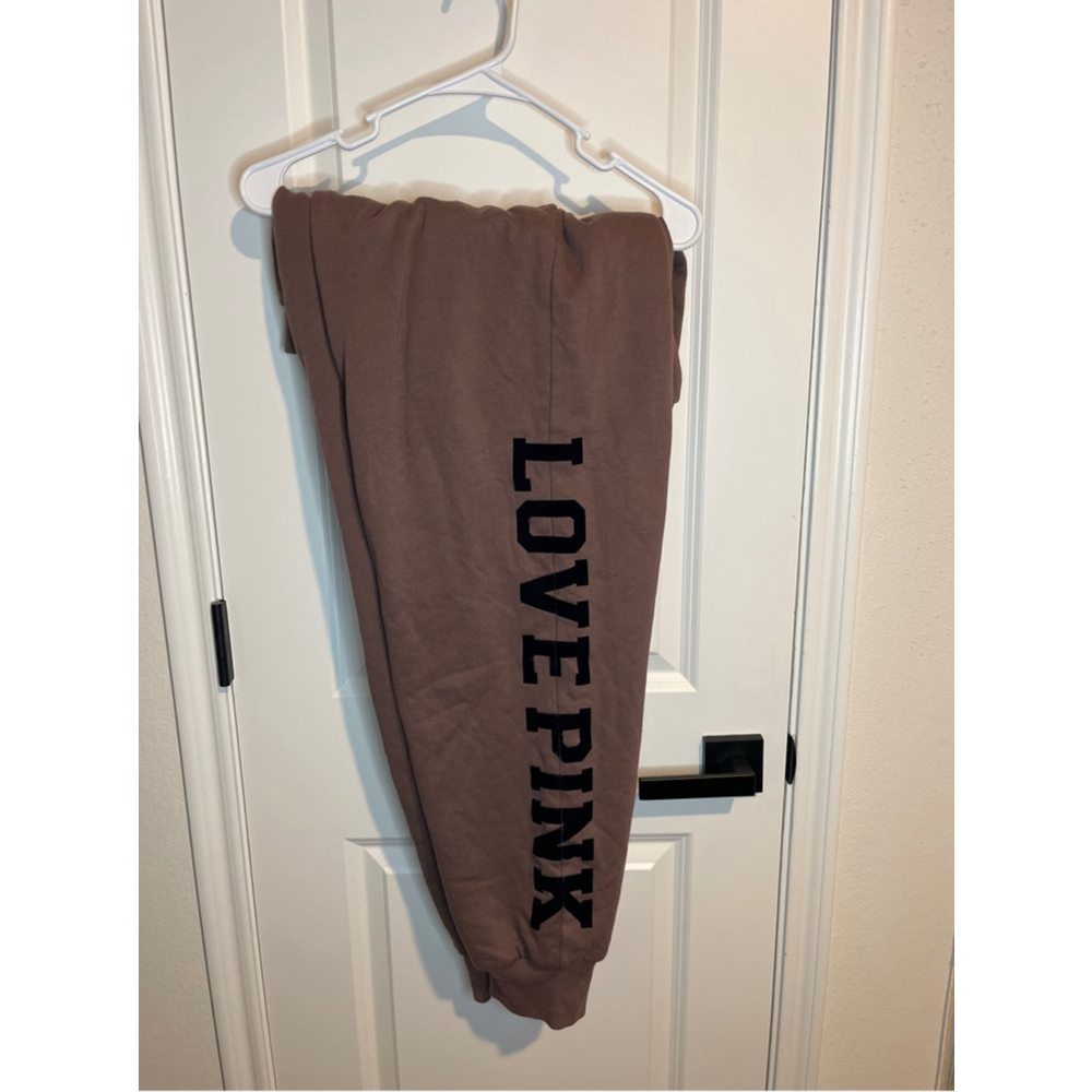 NWOT Brown Reversible Love PINK Sweatpants - Large